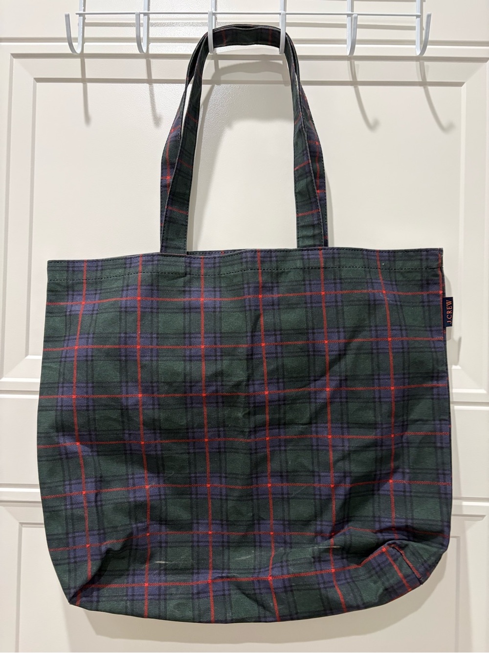 J. Crew Green Plaid Tote with Red and Navy Checks